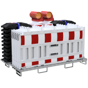 SET | with 10 barrier grids, beacons, base plates and lamps | traffic panel: 36NOX2, panel fence: 33520KA2, base plate: 31NOX, with film RA2/B